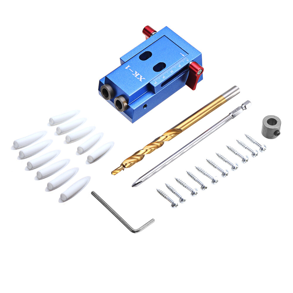 Xk-1 Pocket Hole Jig Kit System For Woodworking Screwdriver Bit Wood Hole Locator Tool With Pocket Plugs Screws Aluminum 6906142536268