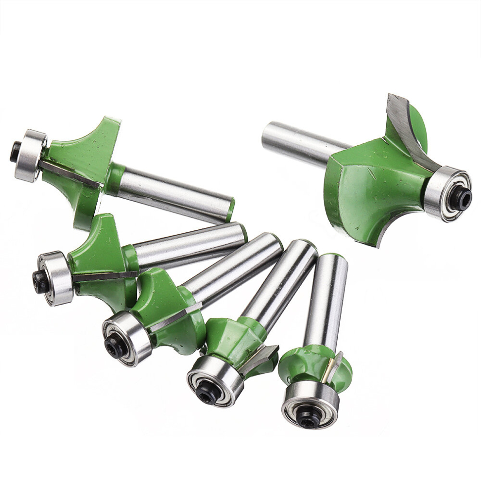Drillpro 6Pcs 8Mm Shank Router Bit Round Chamfer Edge Forming Router Bit Woodworking Cutter 6906140077497