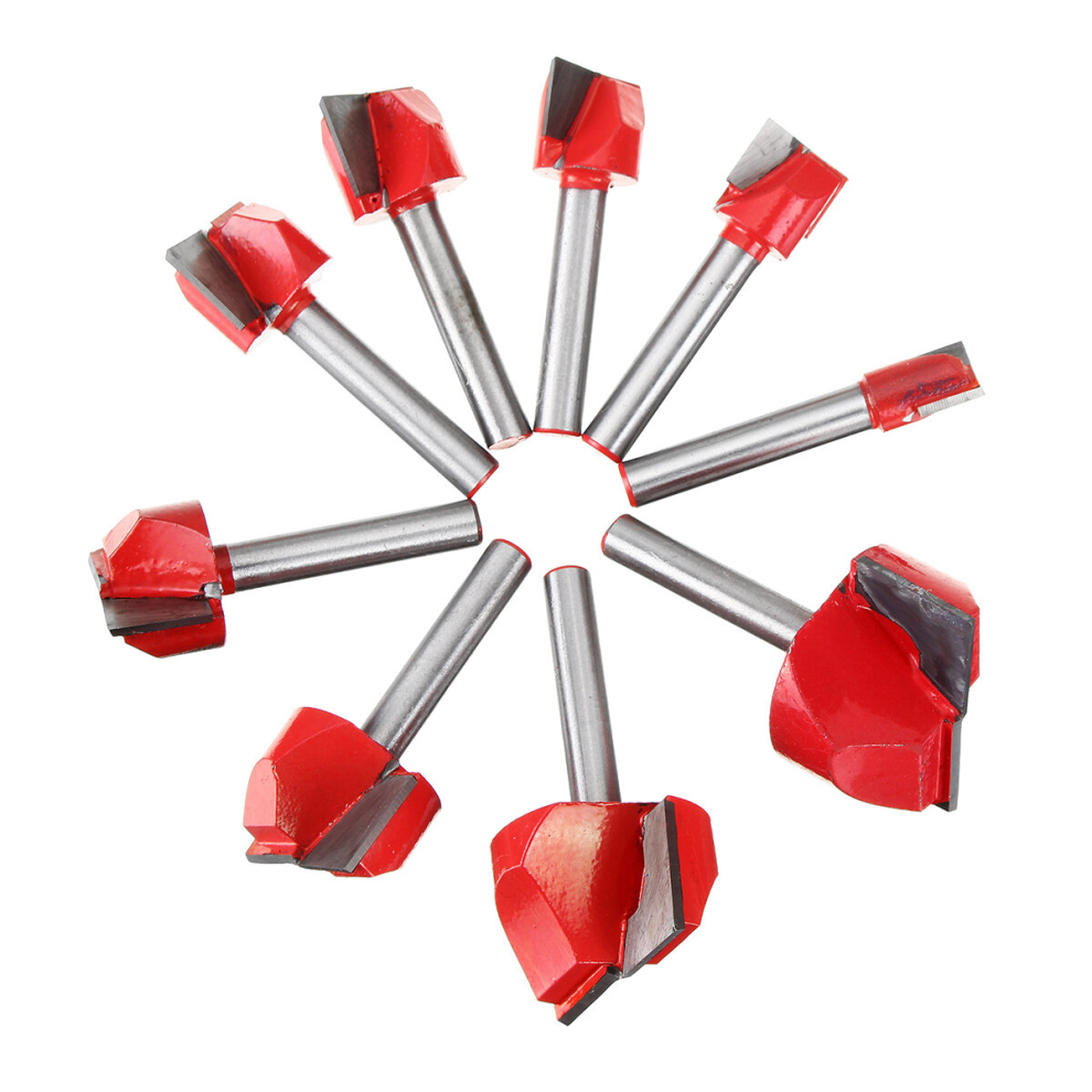 Drillpro 9Pcs 6Mm Shank Bottom Cleaning Router Bit Set Wood Milling Cutter Woodworking Tools 6906140215189