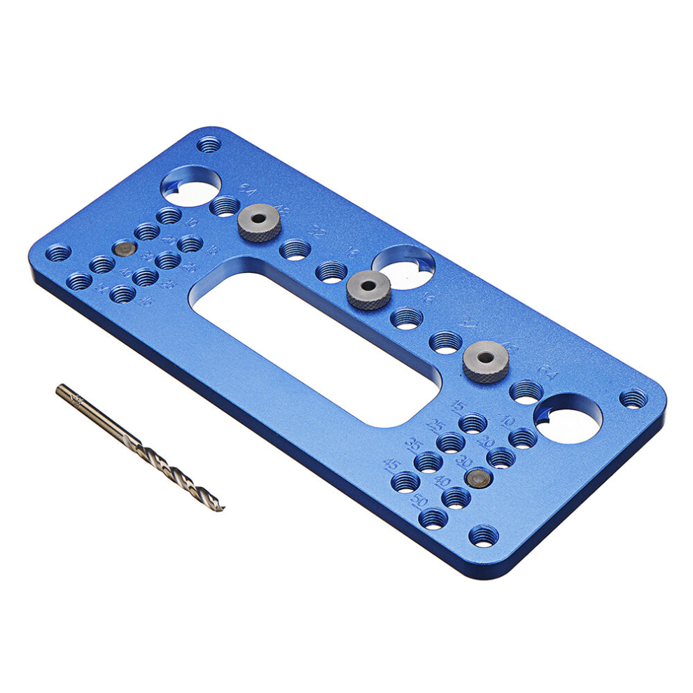 Blue Aluminum Alloy Knob And Pull Cabinet Hardware Jig Adjustable Door Drawer Handle Knob Pull Drill Template Woodworking Tool 3796737113942