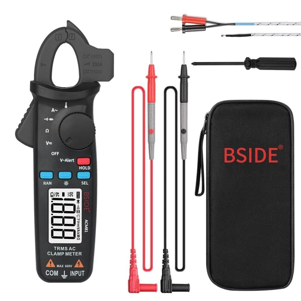 Bside Acm81 Digital Clamp Meter Auto-Rang Trms 1Ma Accuracy 200A Current Dc Ac Multimeter Vol Ohm Diode Temperature Ncv Tester 806914601896