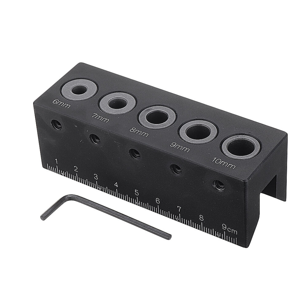 6/7/8/9/10Mm Aluminum Alloy Handhled V Drill Guide Drill Straight Angle Guide Dowel Jig Woodworking 6901250512722