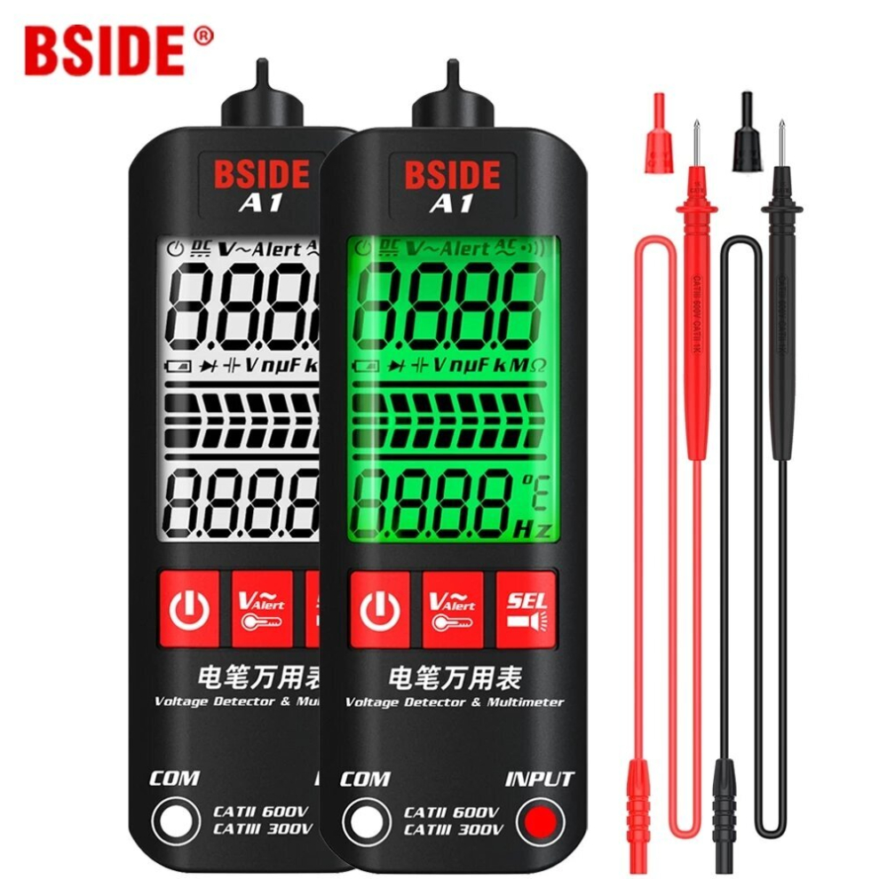 Bside A1 Voltage Tester Detector Multimeter Color Display Non-Contact Electric Pen Dual Range Live Wire Test Ohm Hz Ncv Meter 4712415778257