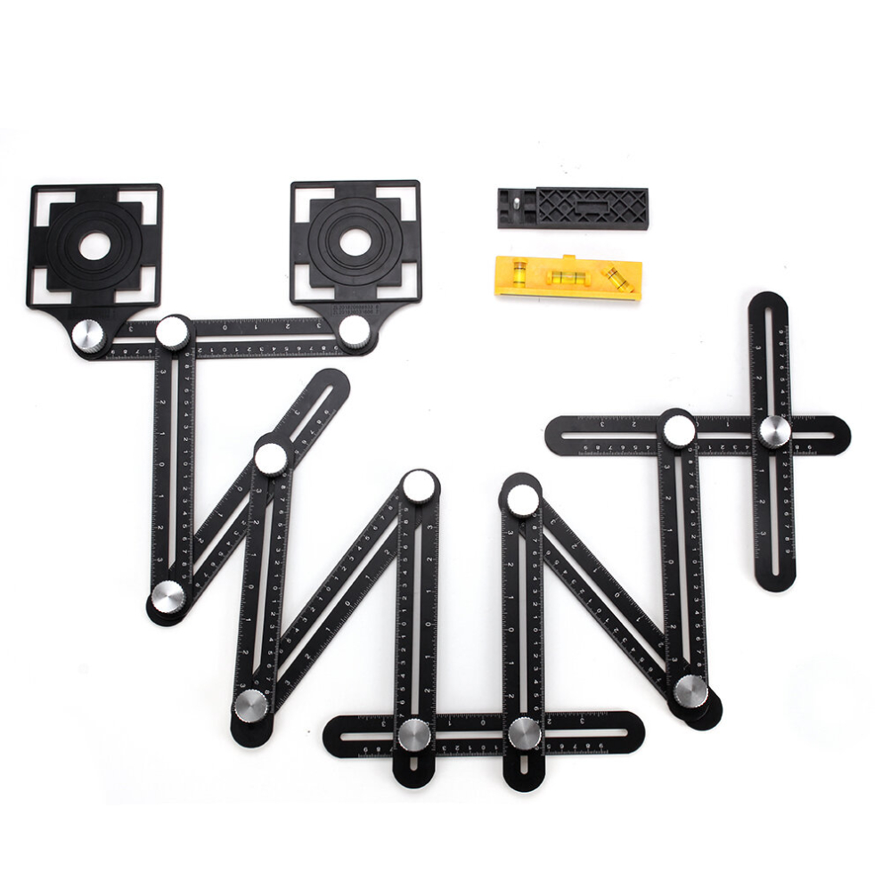 Drillpro Adjustable 25-75Mm Ceramic Tile Hole Locator 12 Folding Multiple Angle Ruler Drill Guide Openings Locator 3796736929971