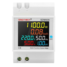 SINOTIMER SDM009 AC40-300V Rail Single-phase Digital Voltage Current Frequency Power Factor Electric Multi-function Measuring Instrument
