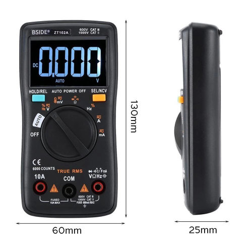 ZT102A Digital Multimeter EBTN LCD True-RMS AC/DC Voltage Current Temp Ohm Frequency Diode Resistance Capacitance Tester 2