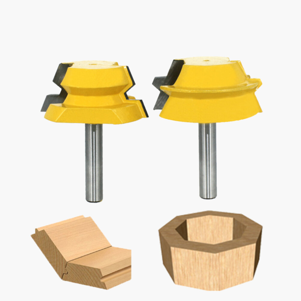 2Pcs 1/2 Inch Shank Lock Miter Router Bits 22.5 Degree Glue Joinery Woodworking Milling Cutter For Woodworking Tools 6906142858599
