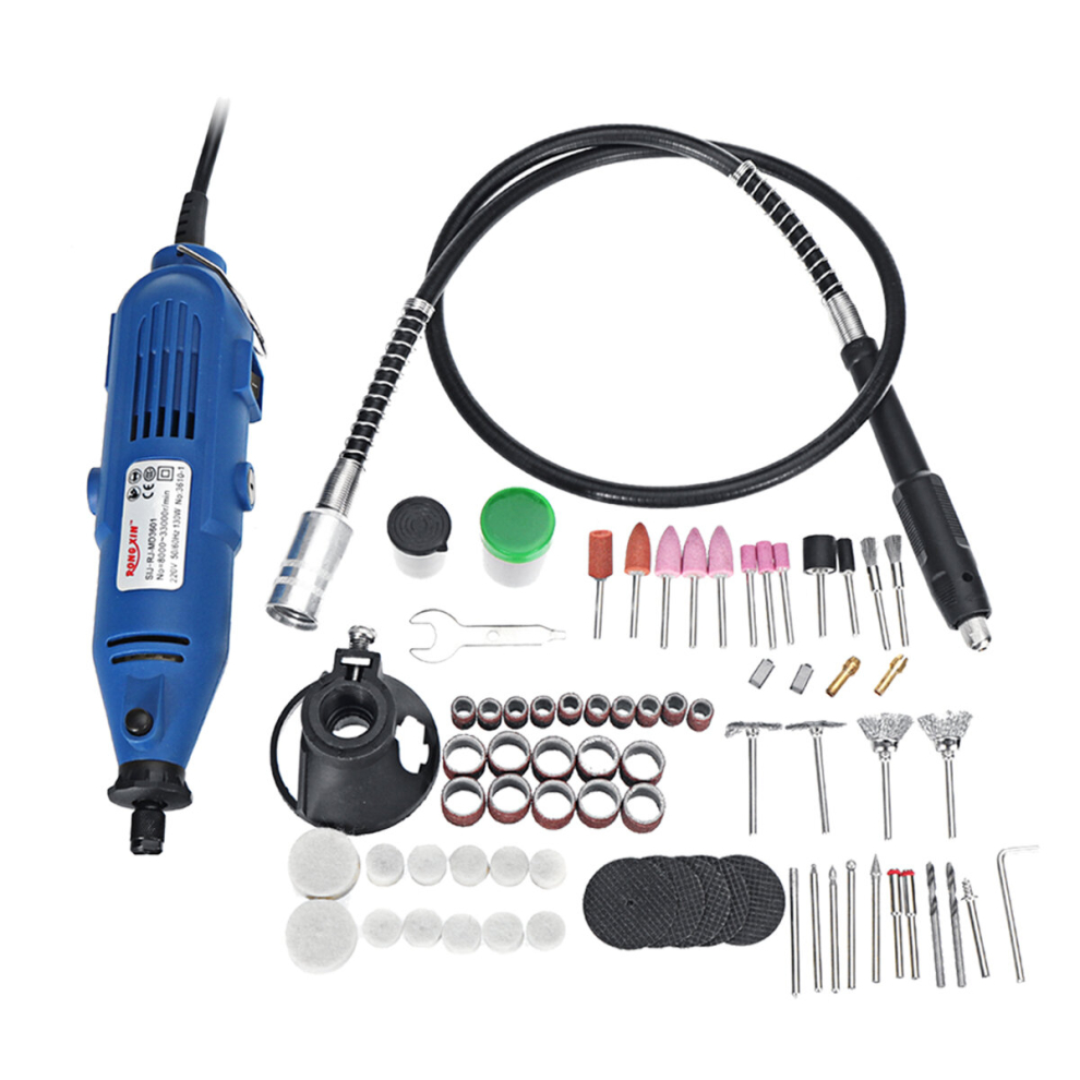 128Pcs 130W Electric Mini Grinder 6 Gear Drill Set Rotary Tool & Flexible Shaft Engraving Polishing Tool 6900055822104