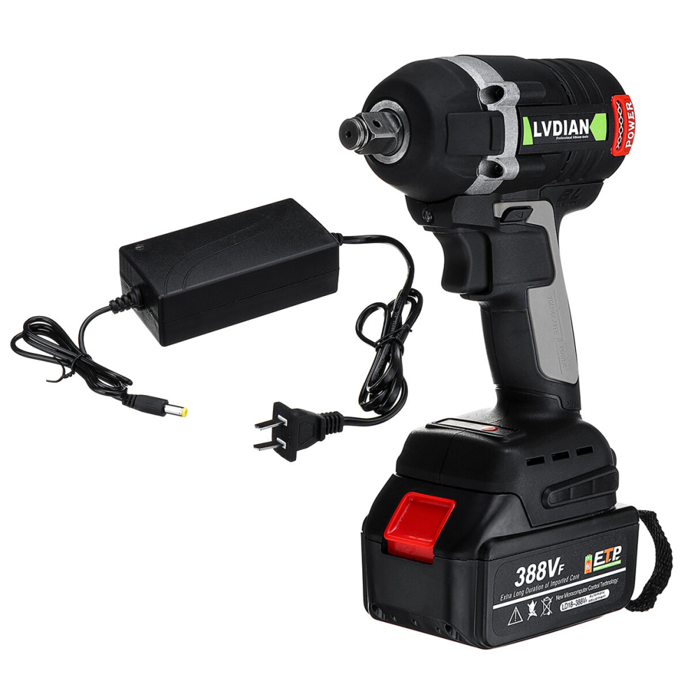 388Vf 19800Mah Brushless Cordless Electric Impact Wrench Two Battery One Charger 6900060971606