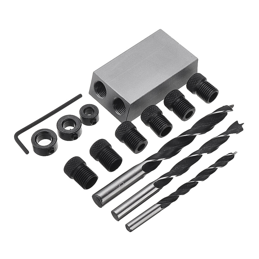 Drillpro Grey Pocket Hole Jig With Dowel Drill Set Woodworking Joint Tool Woodworking Guide Locator 6900078386430