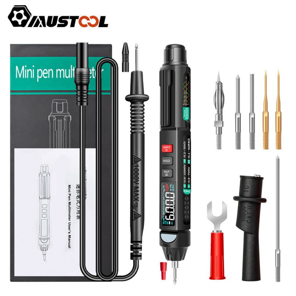 Mustool A008 Digital Multimeter Auto Sensor Pen 6000 Counts Non-Contact Voltage Tester Va Color Reverse Display Screen 6906143383472