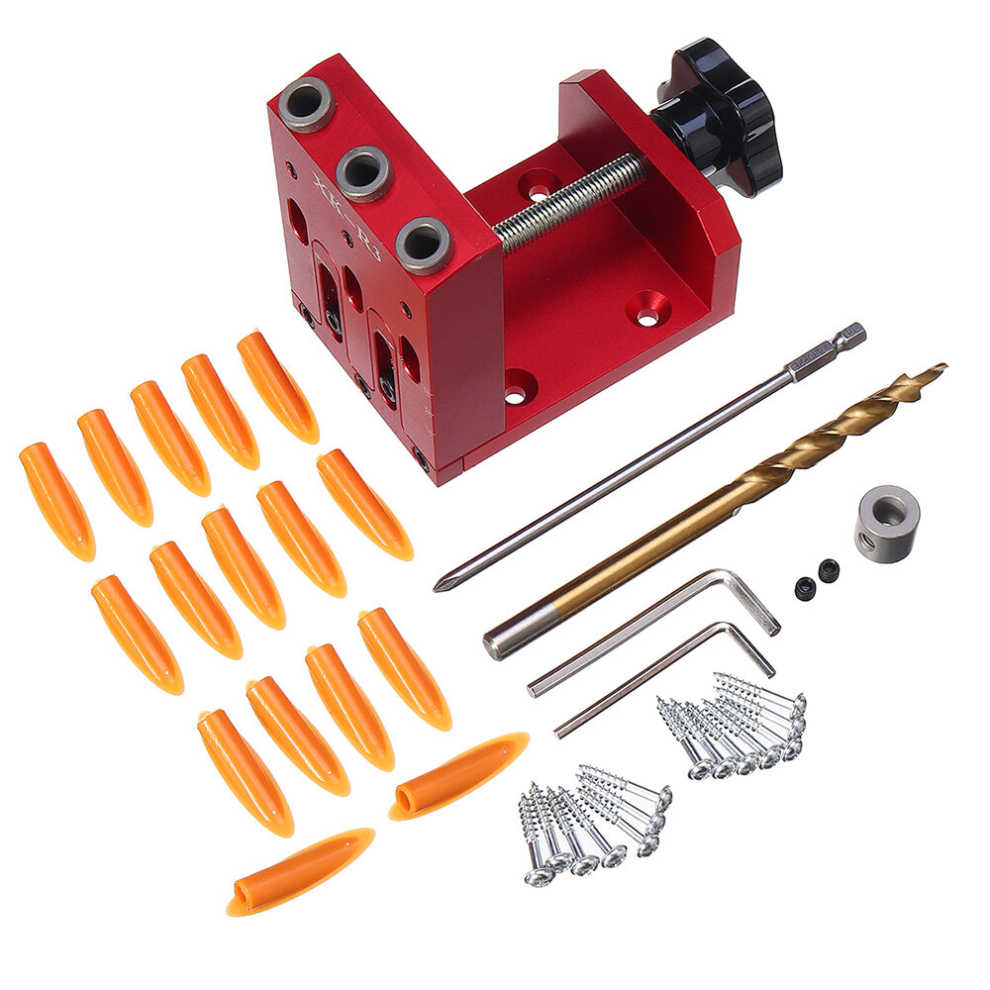 Drillpro Xk-R3 3 Holes Woodworking 9Mm Self Clamp Pocket Hole Jig System Drill Guide With Pocket Hole Drill Bit Screwdriver And Screws 6900060857535