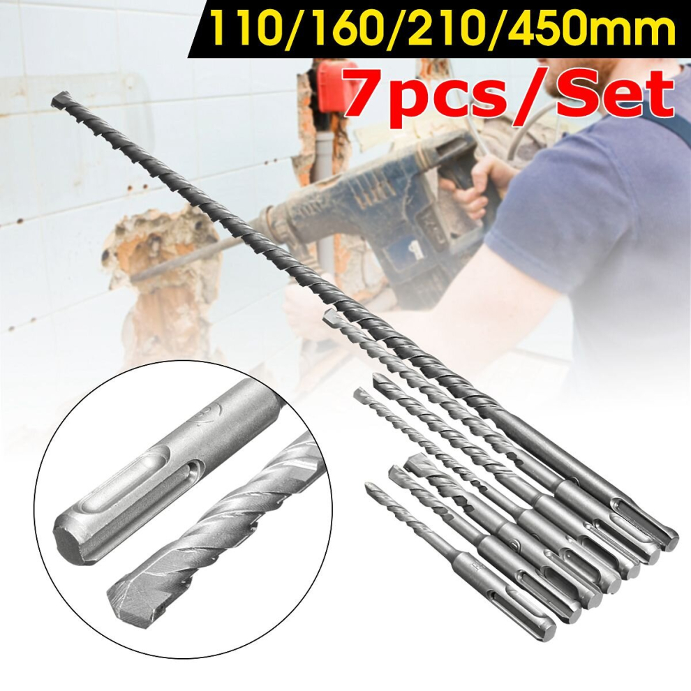 7Pcs 6-12Mm Sds Plus Shank Electric Hammer Drill Bit Set Carbide Tip Masonry Concrete Brick Drill Bit 6906139223140