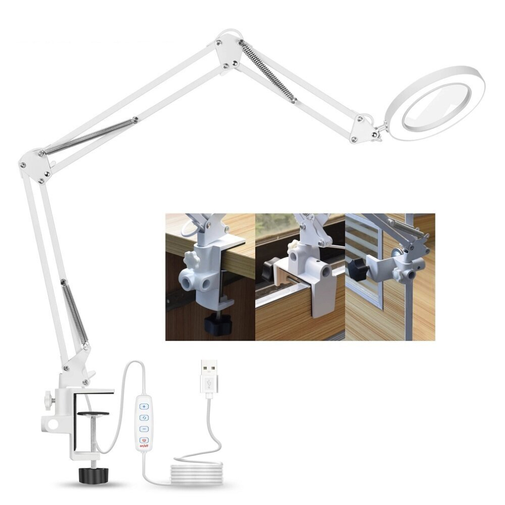 Light Newacalox 5X Welding Magnifying Glass Led Table Desk Lamp Three-Section Folding Handle Magnifier For Nail Repair Ing Read
