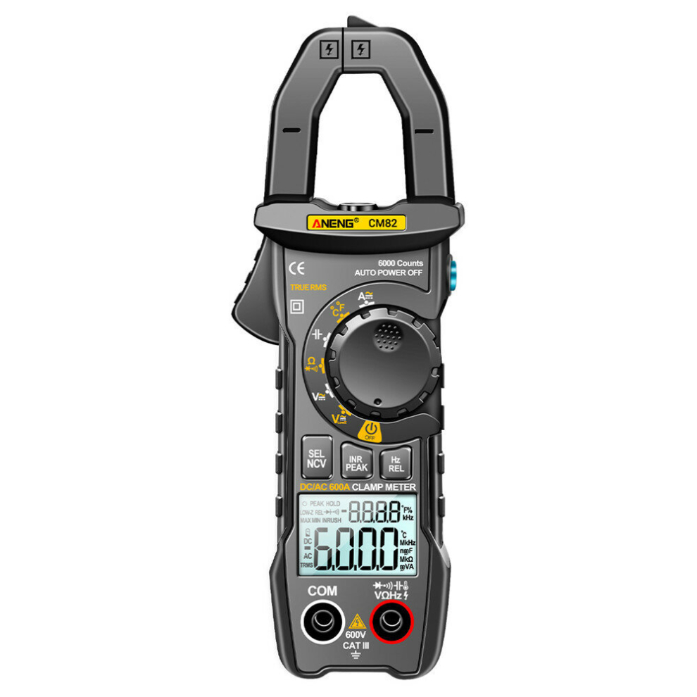 Aneng Cm82 Clamp Meter Dc/Ac 600A Current Voltage 6000 Counts Multimeter Ammeter Tester Car Amp Hz Capacitance Ncv Ohm Test 6900982121400