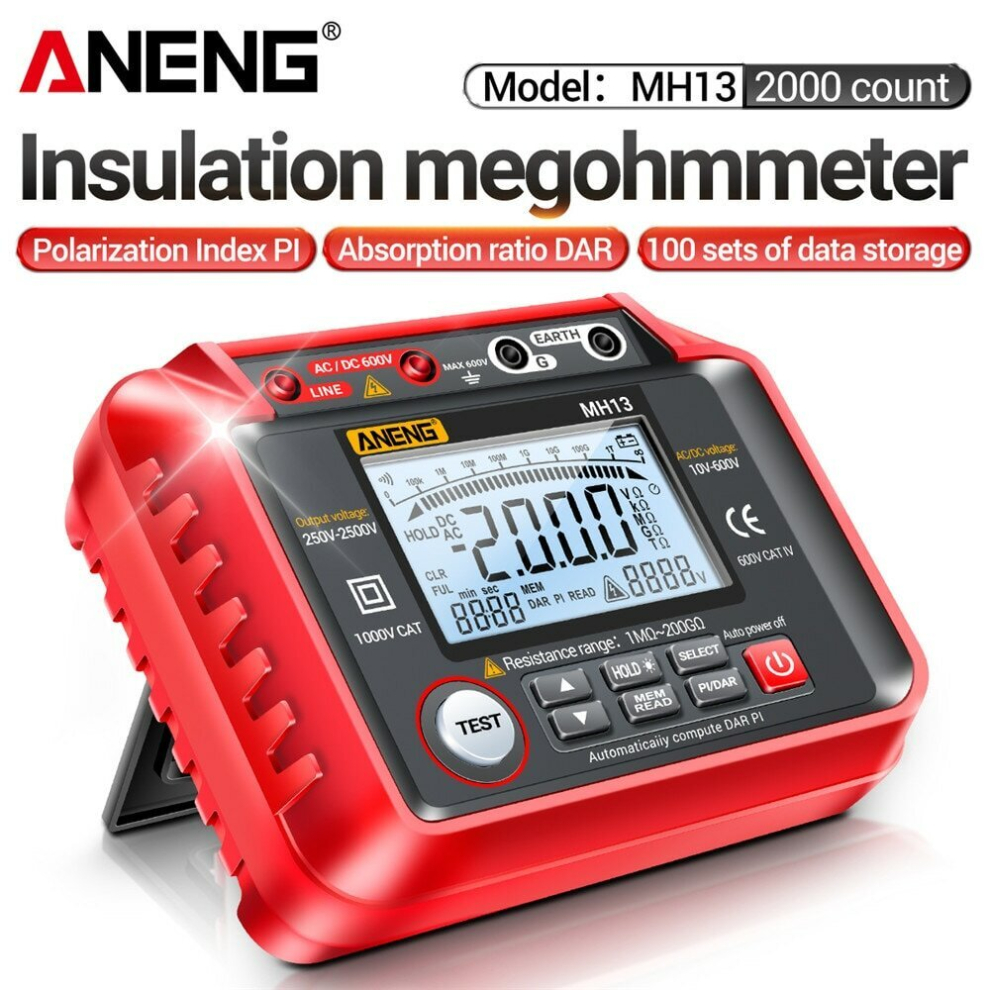 Aneng Mh13 Megohmmeter Ohm Tester Digital Multimeter Megometro Insulation Earth High Voltage Resistance Meter Tester Tool 6902084045868