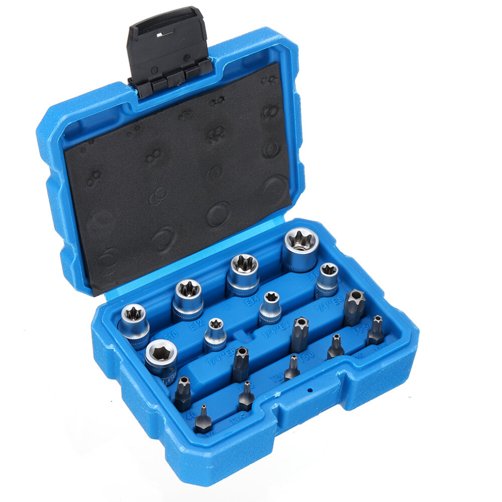 17Pcs Tamper Proof Socket Adapter Set Chrome Vanadium Steel Bit Socket Sleeve Tool 795801675761