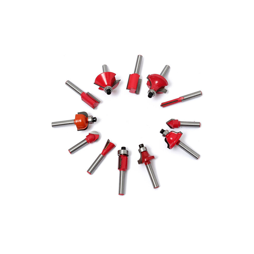 12Pcs 1/4 Inch Shank Tungsten Carbide Router Bit Set Woodworking Cutter With Wood Case 731943110647