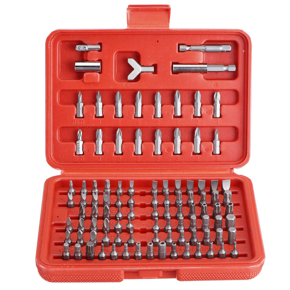 Drillpro 100Pcs Screwdriver Bit Set Security Bit Set Chrome Vanadium Steel Assortment Set Square Screw Bits Power Tools 191579787482
