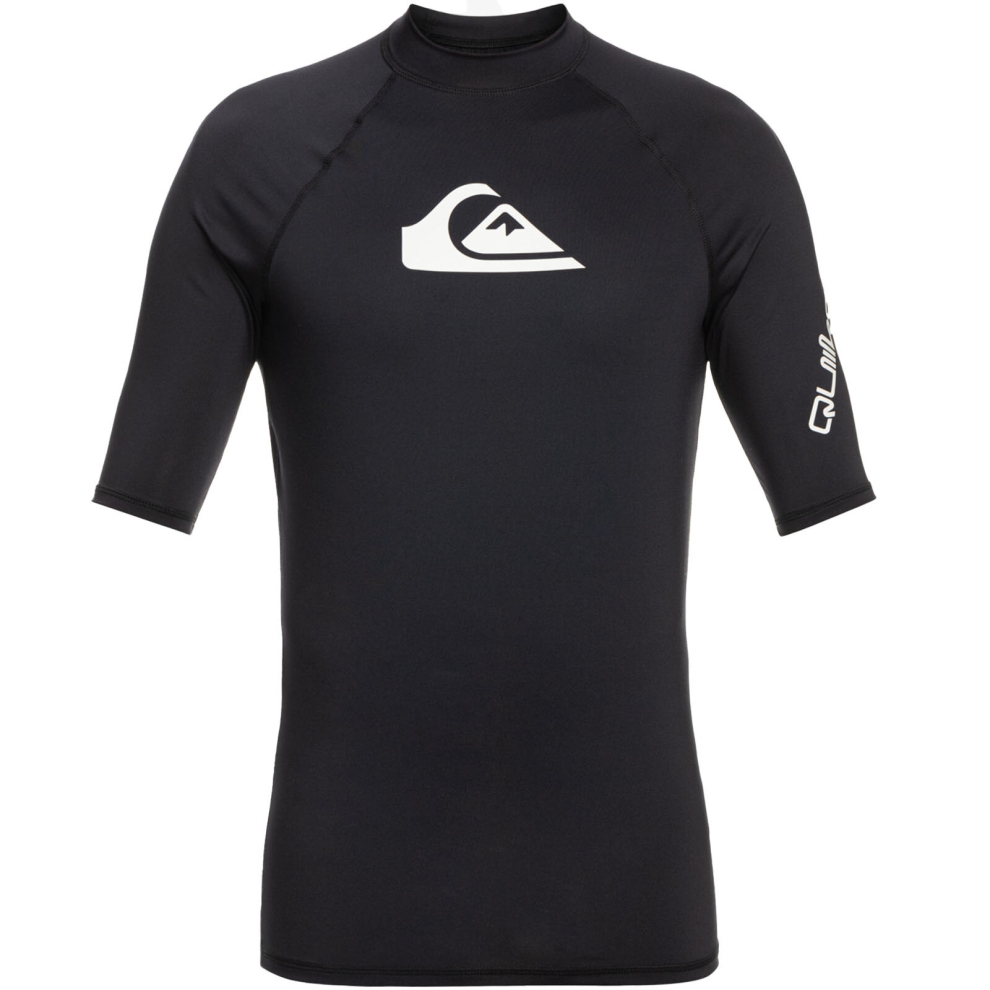(S, Anthracite) Quiksilver Mens All Time Short Sleeve UPF 50 Swimming Rash Guard Vest Top