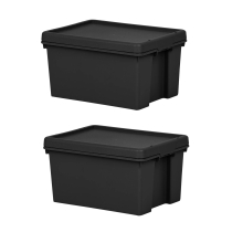 2 Wham Black 16L Heavy Duty Storage Boxes Plastic 38.5 x 29 x 21.5cm