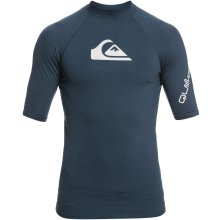 (L, Navy Blazer) Quiksilver Mens All Time Short Sleeve UPF 50 Swimming Rash Guard Vest Top