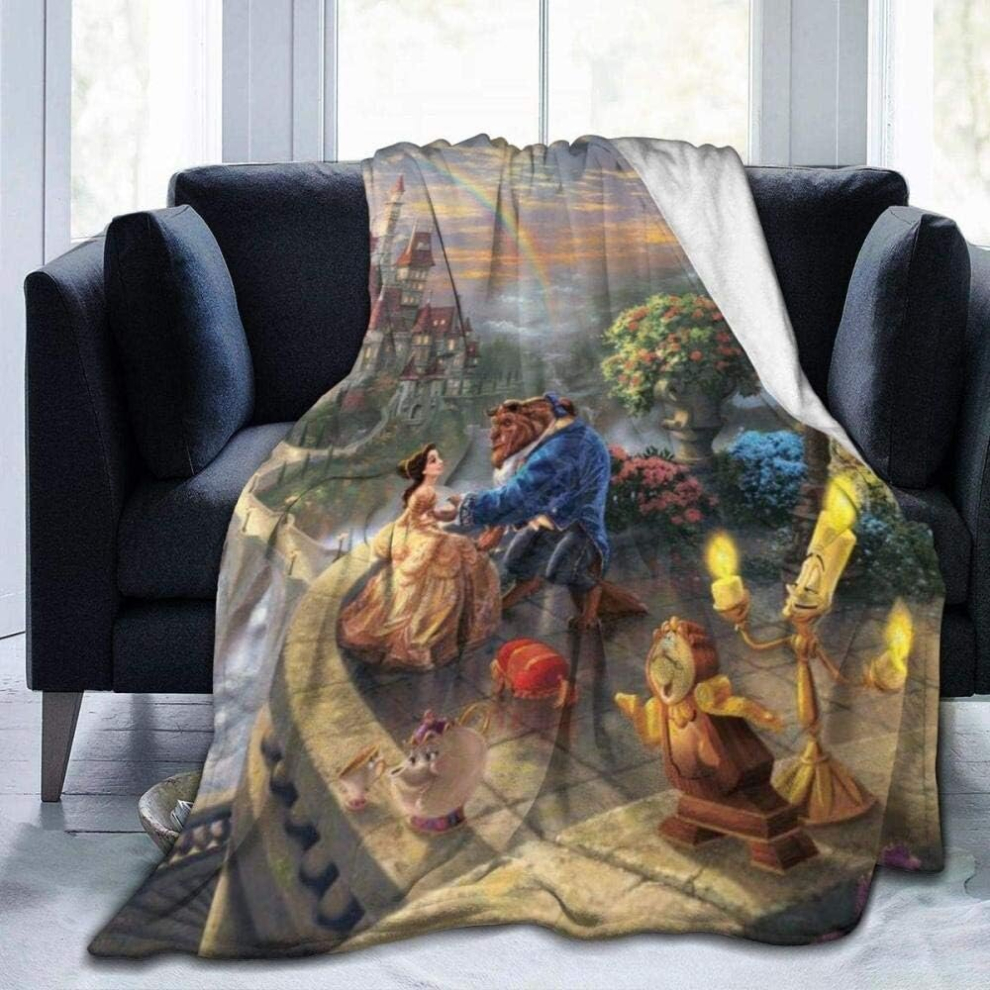 (125CM X 150CM) Beauty and the Beast Blanket Super Soft Adult Warm Oversize with Soft Flannel Anti-Pilling for Adults and Children 3D Printing 50x40