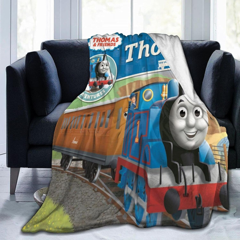 (125CM X 100CM) Thomas And Friends Throws Blanket, Soft Comfy Fluffy Cozy Fleece Plush Blanket for Sofa Couch Single Bed, Warm Thick Winter Couch Thro