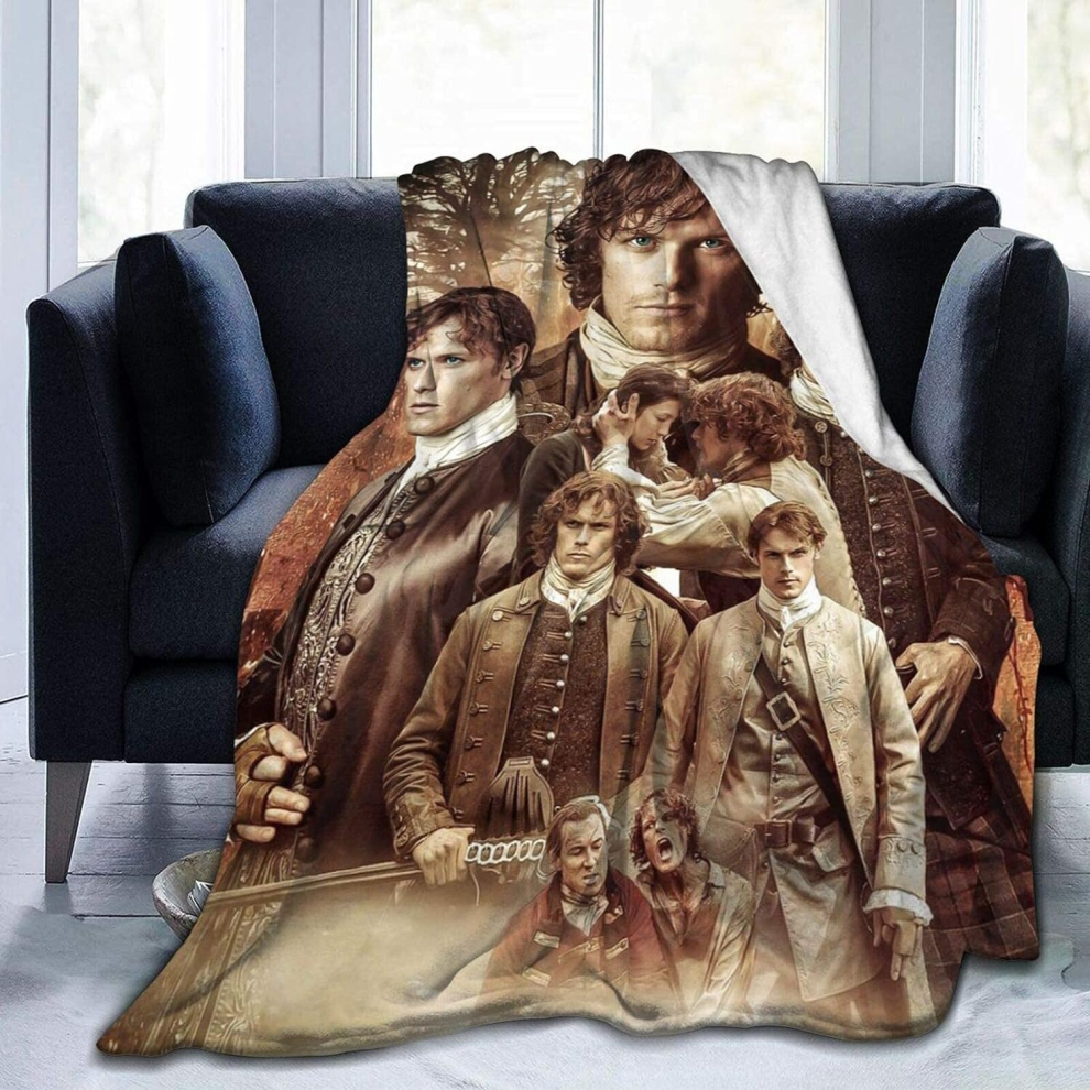 (125CM X 150CM) Outlander Jamie Fraser Collage Blanket Soft Flannel Warm Fuzzy Blanket for Couch Office Picnic Travel Best Friend Memorial Birthday Gifts