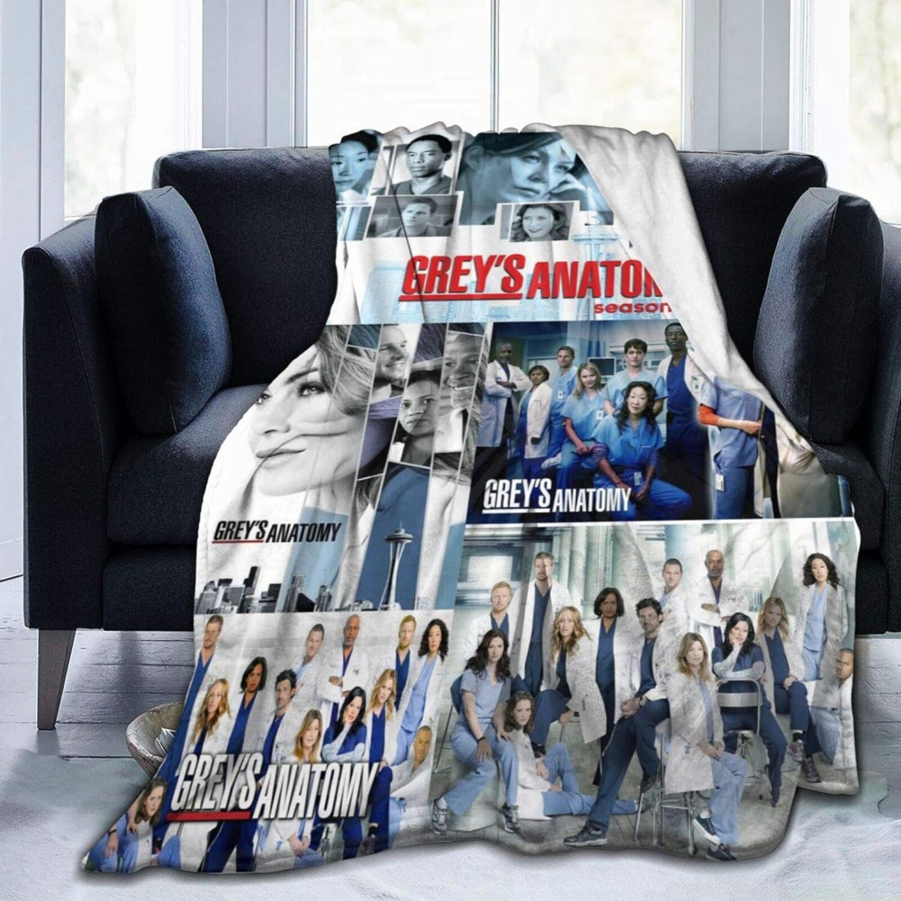 (125CM X 100CM) Grey's Anatomy Blanket Flannel Reversible Fluffy Throw Blankets Luxury Ultra-Soft Cozy Micro Fleece Blanket