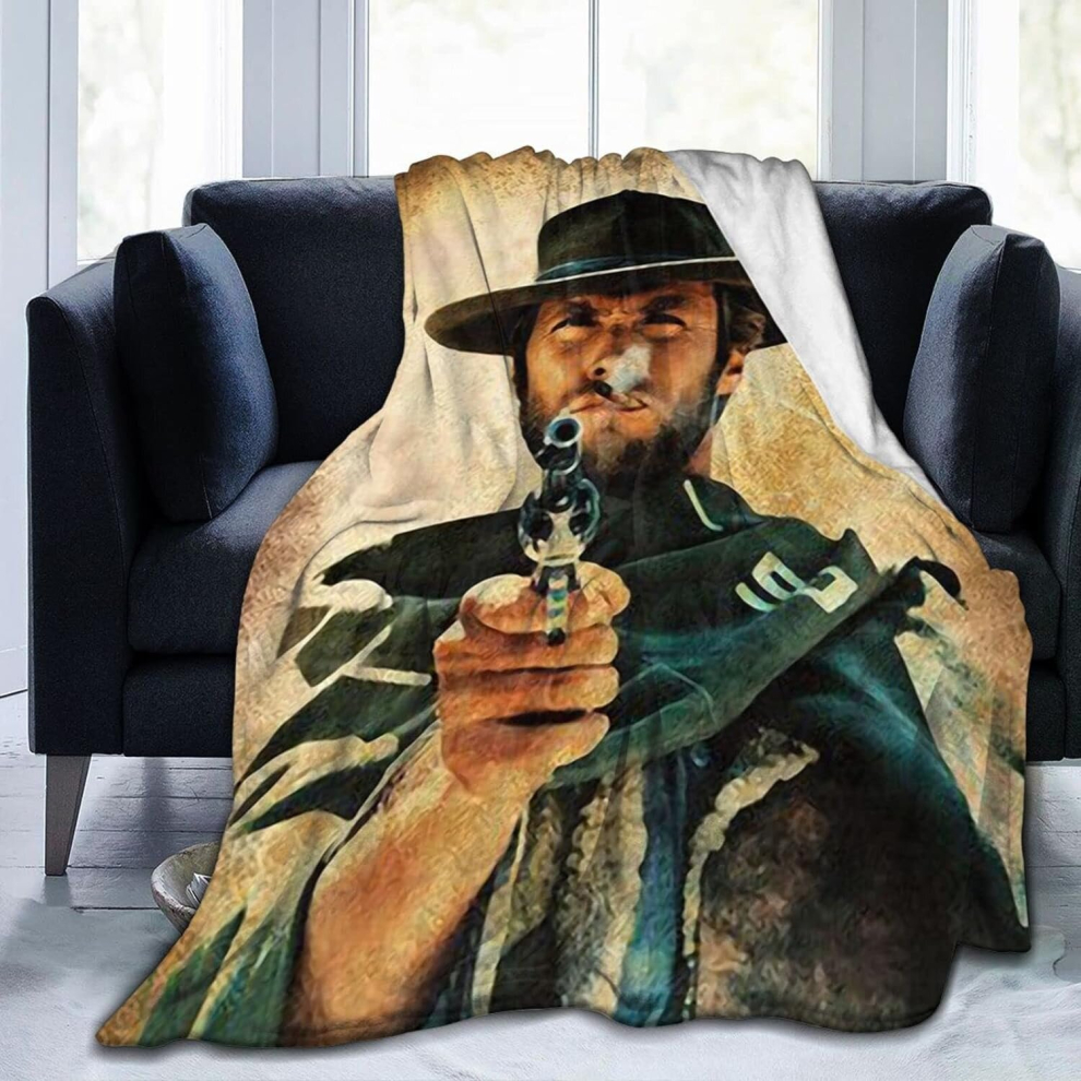 (125CM X 100CM) Clint Eastwood Flannel Fleece Throw Blanket Queen Size All Season Super Soft Cozy Blanket for Bed or Couch