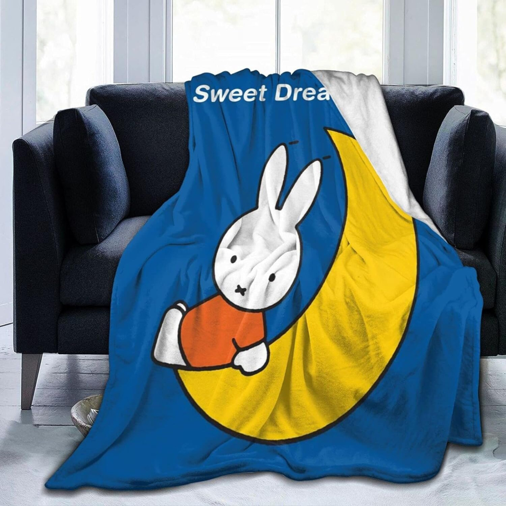 (125CM X 100CM) Vintage Miffy Flannel Blankets Microfiber Super Soft Fluffy Warm Blanket For Beds And Sofas Multiple  Multiple Sizes