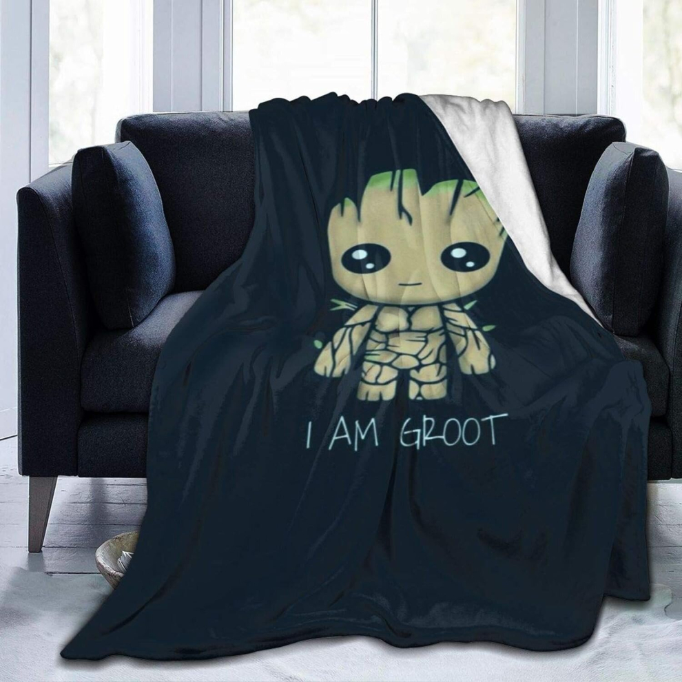 (150CM X 200CM) Vintage Baby Groot Flannel Throw Blanket Ultra Soft Bedspread Microfiber Fleece Blanket Durable Home Decor Perfect