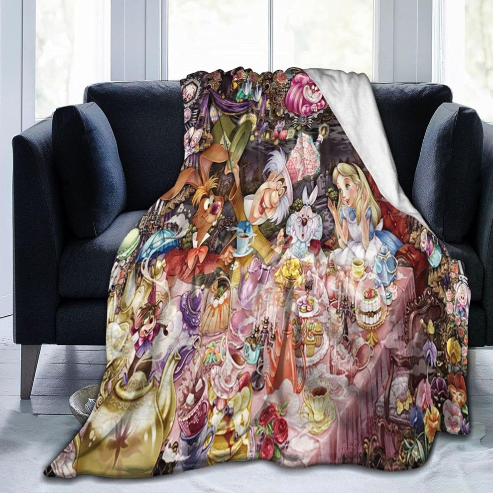 (150CM X 200CM) Alice Wonderland Blanket Soft Throw Blanket for Winter Knitted Warm Throw Blanket for Couch and Sofa Comfort Bed Blankets