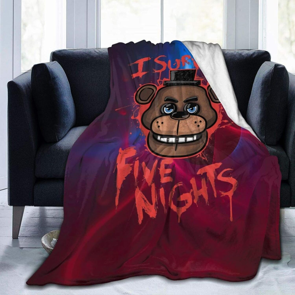 (125CM X 100CM) Toy Freddy I Surviveed at Freddys Five Nights Soft Cozy Luxury Flannel Anime Manga Collection Blanket Air Conditioning Blankets