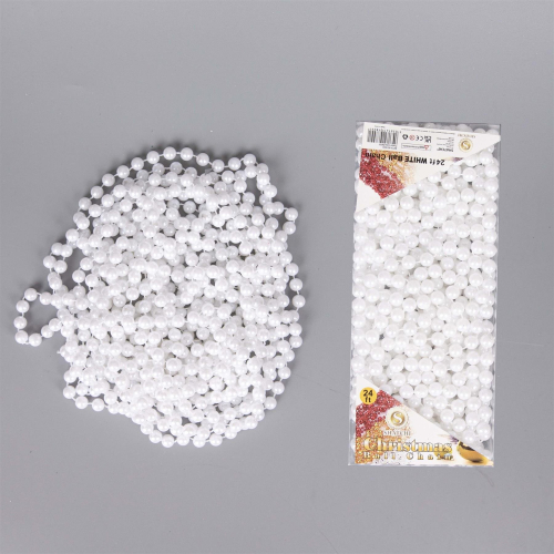 (White) 24ft Hanging Bead Garland Christmas Tree Decorations Xmas Party Tinsel String