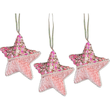 (Star Baby Pink 12cm, 3) Christmas Hanging Decorations Baby Pink Velvet Foam Pendants Xmas Tree Ornaments