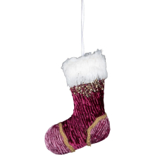 (Stocking Hot Pink 15cm, 1) Christmas Hanging Decoration Hotpink Velvet Foam Pendant Xmas Gift Tree Ornament