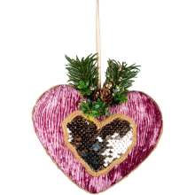 (Heart Hot Pink 16.5cm, 1) Christmas Hanging Decoration Hotpink Velvet Foam Pendant Xmas Gift Tree Ornament