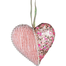 (Heart Baby Pink 12cm, 1) Christmas Hanging Decorations Baby Pink Velvet Foam Pendants Xmas Tree Ornaments