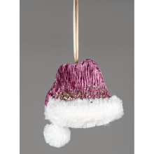 (Hat Hot Pink 13x12cm, 3) Christmas Hanging Decoration Hotpink Velvet Foam Pendant Xmas Gift Tree Ornament
