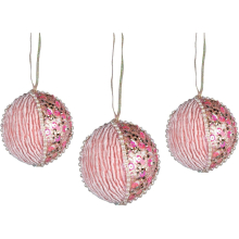 (Bauble Baby Pink 7cm, 3) Christmas Hanging Decorations Baby Pink Velvet Foam Pendants Xmas Tree Ornaments
