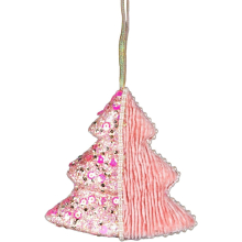 (Tree Baby Pink 12cm, 1) Christmas Hanging Decorations Baby Pink Velvet Foam Pendants Xmas Tree Ornaments