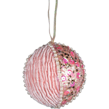 (Bauble Baby Pink 7cm, 1) Christmas Hanging Decorations Baby Pink Velvet Foam Pendants Xmas Tree Ornaments