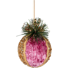 (Bauble Pink 11.5cm, 1) Christmas Hanging Decoration Hotpink Velvet Foam Pendant Xmas Gift Tree Ornament