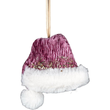 (Hat Hot Pink 13x12cm, 1) Christmas Hanging Decoration Hotpink Velvet Foam Pendant Xmas Gift Tree Ornament