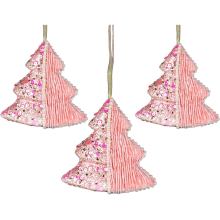 (Tree Baby Pink 12cm, 3) Christmas Hanging Decorations Baby Pink Velvet Foam Pendants Xmas Tree Ornaments