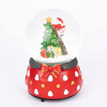 (Bow Tie Base) Christmas Snow Globe Musical Santa Snowman Scene 15cm Tabletop Xmas Window Décor