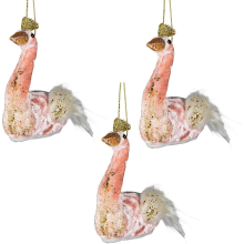 (Swan Pink 12x13cm, 3) Christmas Hanging Decorations Pink Velvet Foam Pendants Xmas Gift Tree Ornaments