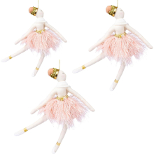 (Ballerina Pink 20cm, 3) Christmas Hanging Decorations Pink Velvet Foam Pendants Xmas Gift Tree Ornaments